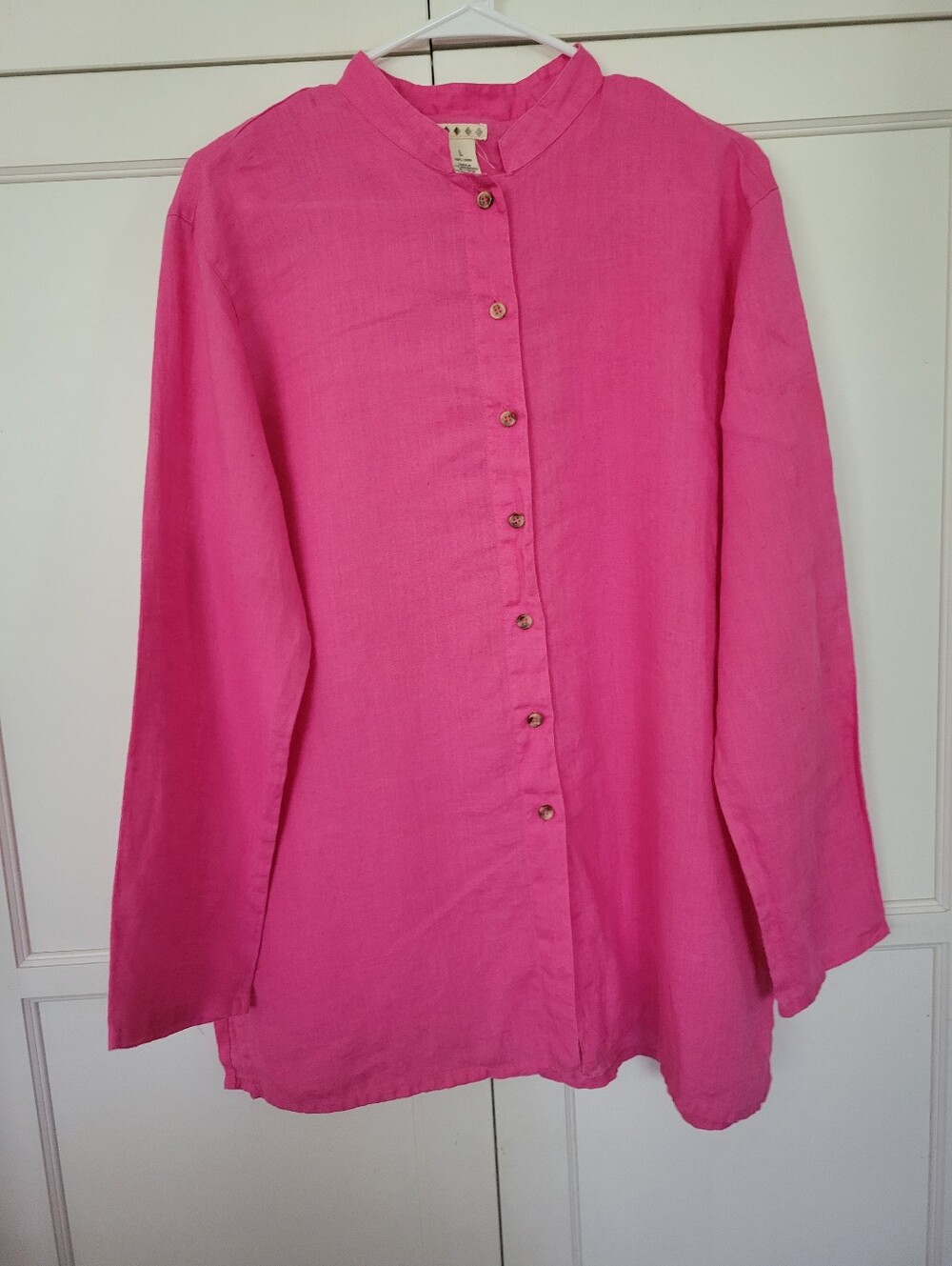 Women’s Pink Button-Front Linen Tunic